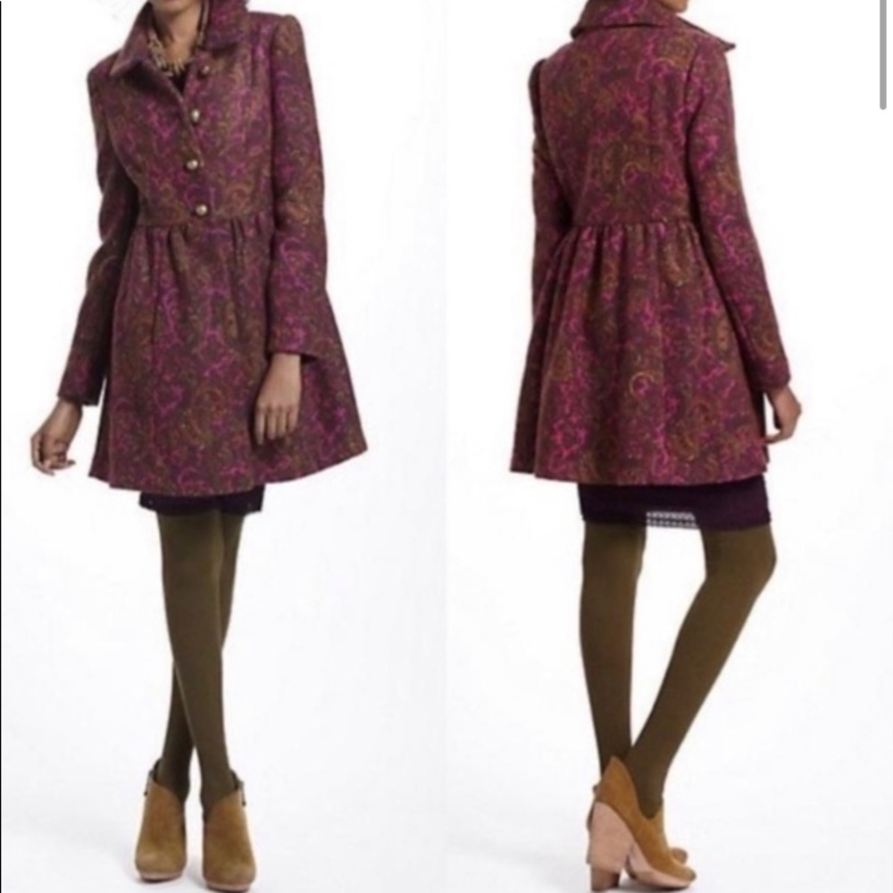 Plenty by Tracy Reese Anthropologie Coat Wool Paisley